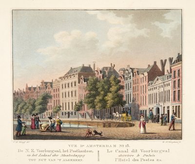 View of Amsterdam No.18. De N.Z. Voorburgwal, the Post Office, and the Local Society for Public Welfare. The Canal Called Voorburgwal Behind the Palace, the Post Office, etc. by Cornelis de Kruyff